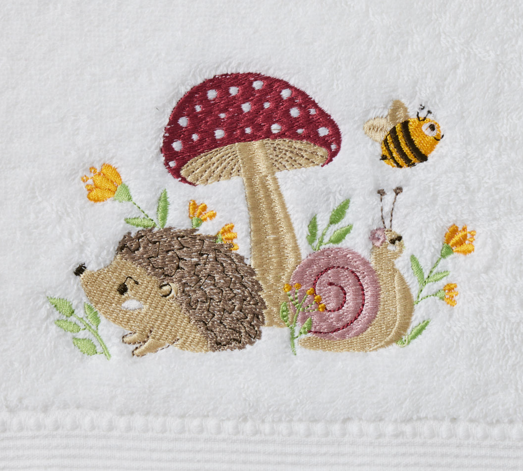 Jiggle & Giggle Mushroom Meadow Bath Towel & Face Washer in Organza Bag