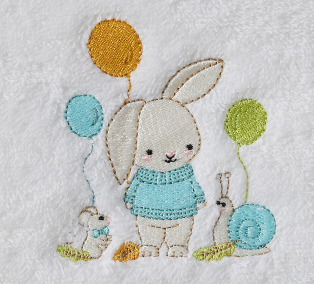 Jiggle & Giggle Bunny Party Bath Towel & Face Washer in Organza Bag