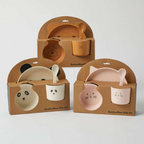 Jiggle & Giggle Animal Faces Bamboo 4pc Dinner Sets 3 Asst Designs