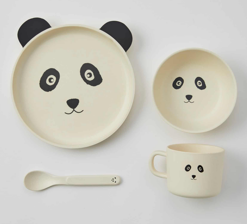 Jiggle & Giggle Animal Faces Bamboo 4pc Dinner Sets 3 Asst Designs