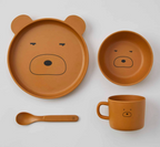 Jiggle & Giggle Animal Faces Bamboo 4pc Dinner Sets 3 Asst Designs