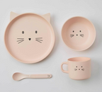 Jiggle & Giggle Animal Faces Bamboo 4pc Dinner Sets 3 Asst Designs