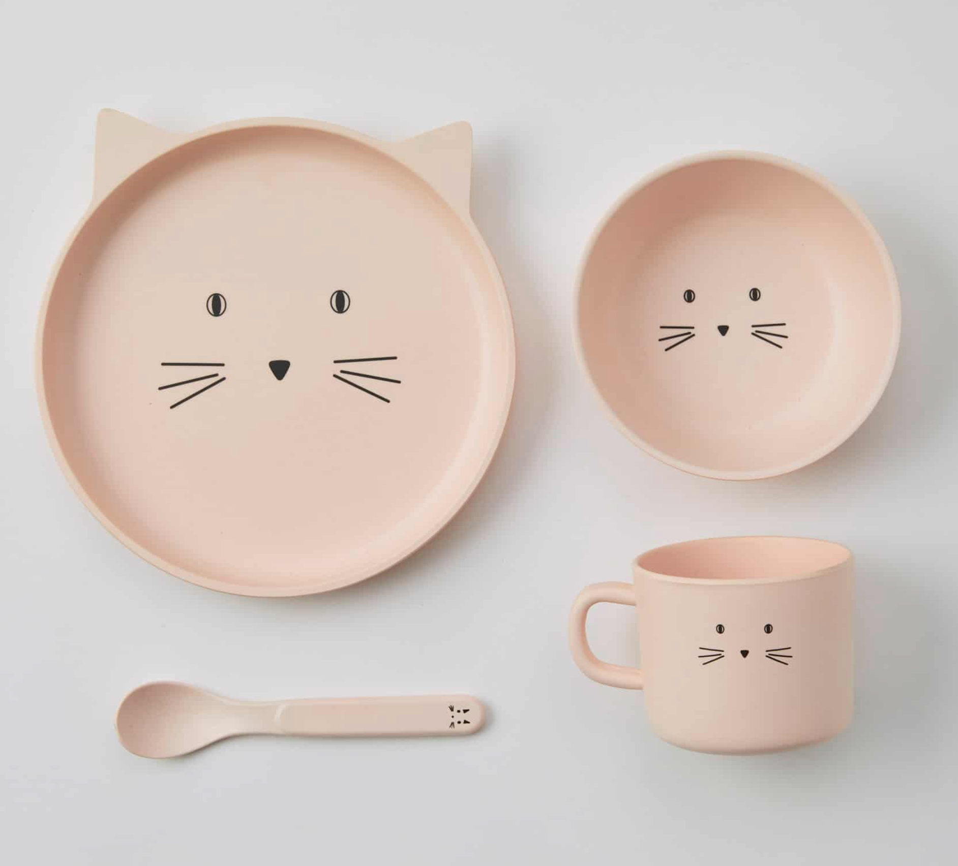 Jiggle & Giggle Animal Faces Bamboo 4pc Dinner Sets 3 Asst Designs