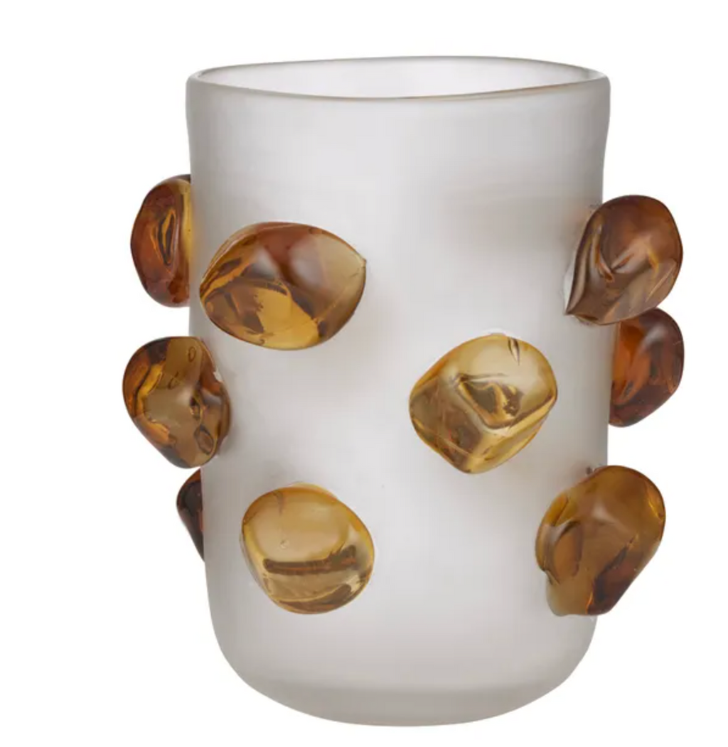 Coast to Coast Miles Glass Vase White/Amber
