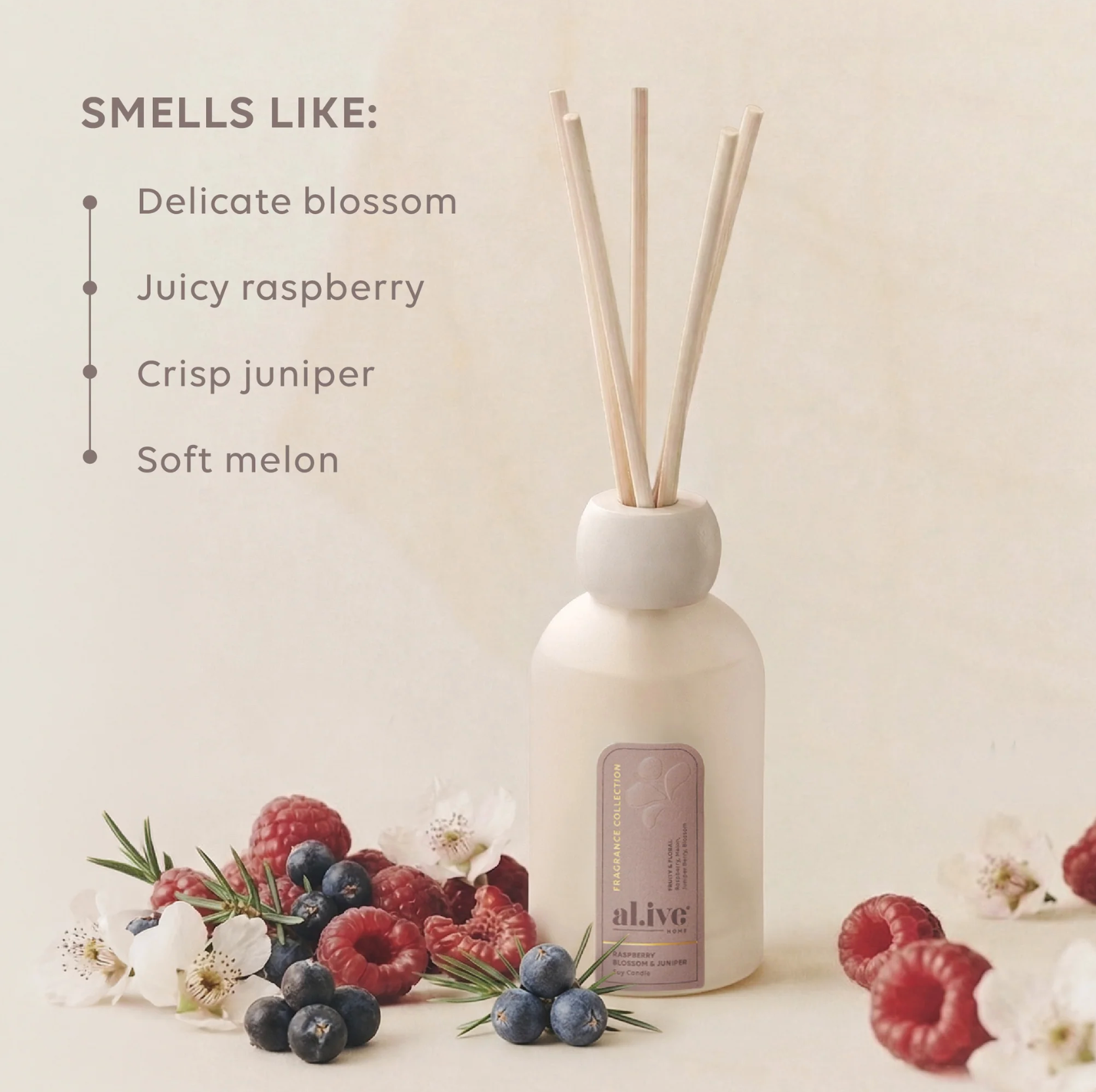Al.ive Body Reed Diffuser Raspberry Blossom & Juniper