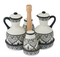 Coast to Coast Aleah Ceramic Black 5 Piece Cruet Set