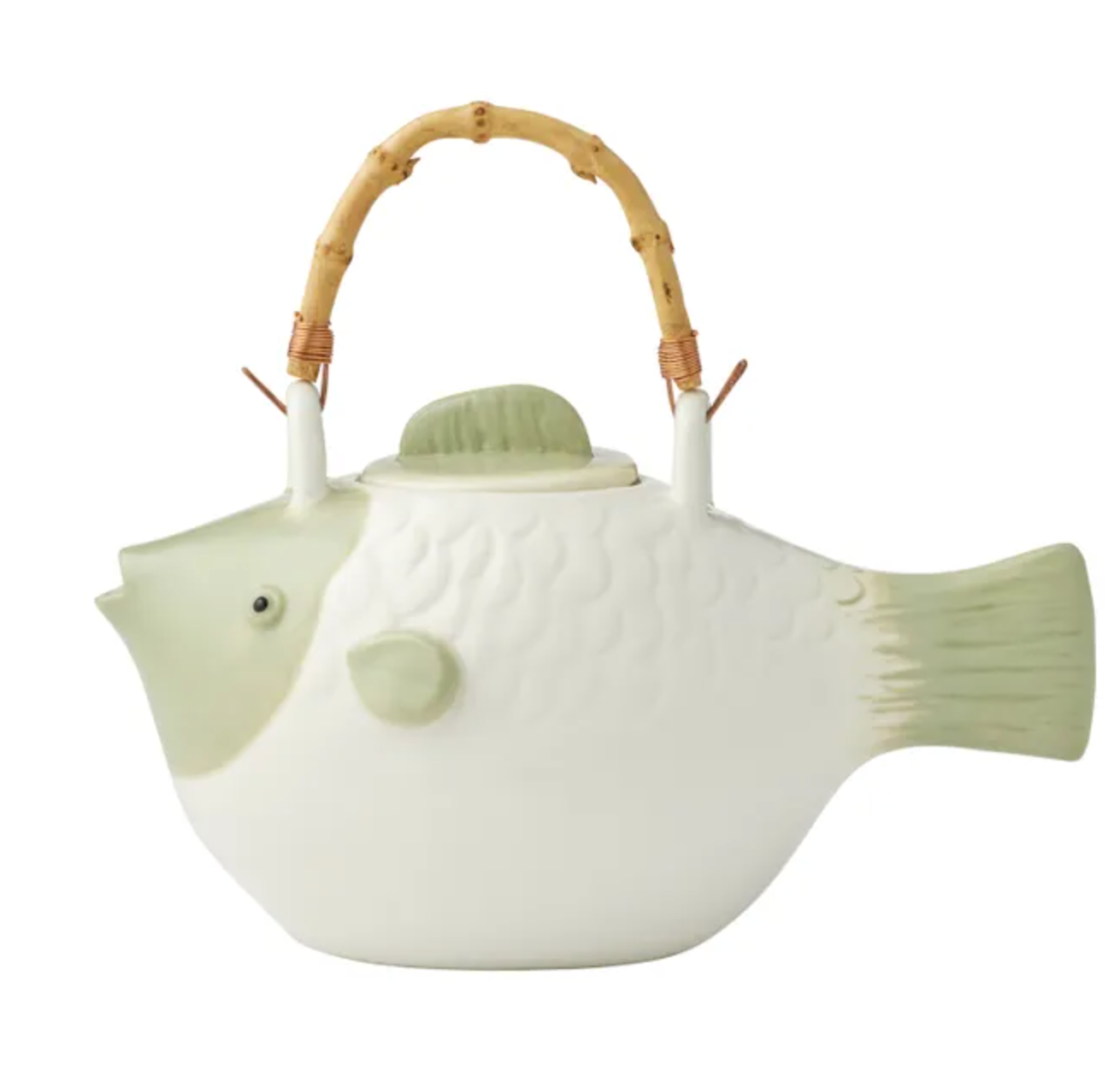 Coast to Coast Gill White & Sage Ceramic Teapot