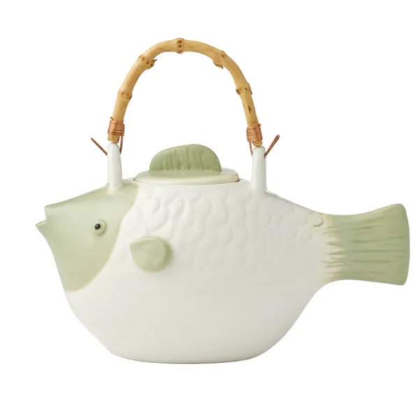 Coast to Coast Gill White & Sage Ceramic Teapot