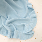Snuggle Hunny Baby Blue Ruffle Knit Organic Baby Blanket