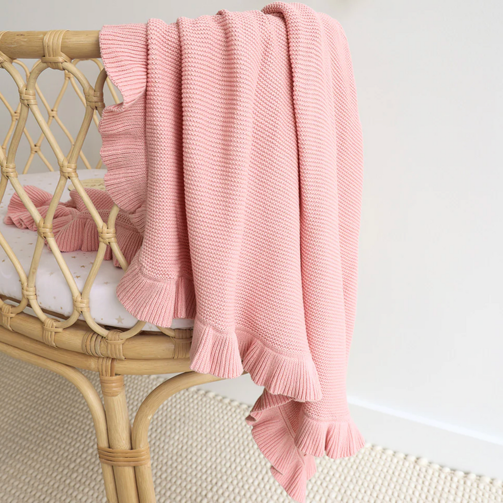 Snuggle Hunny Rosa Ruffle Knit Organic Baby Blanket