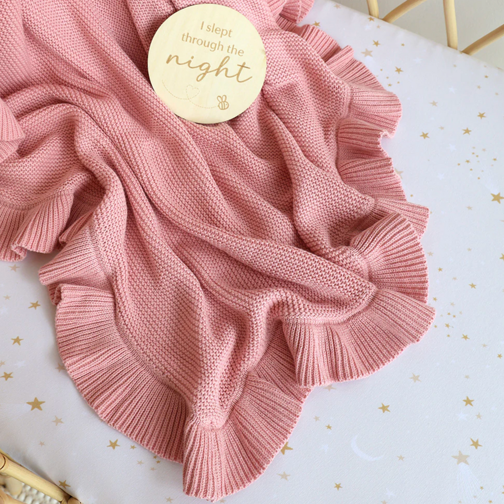 Snuggle Hunny Rosa Ruffle Knit Organic Baby Blanket