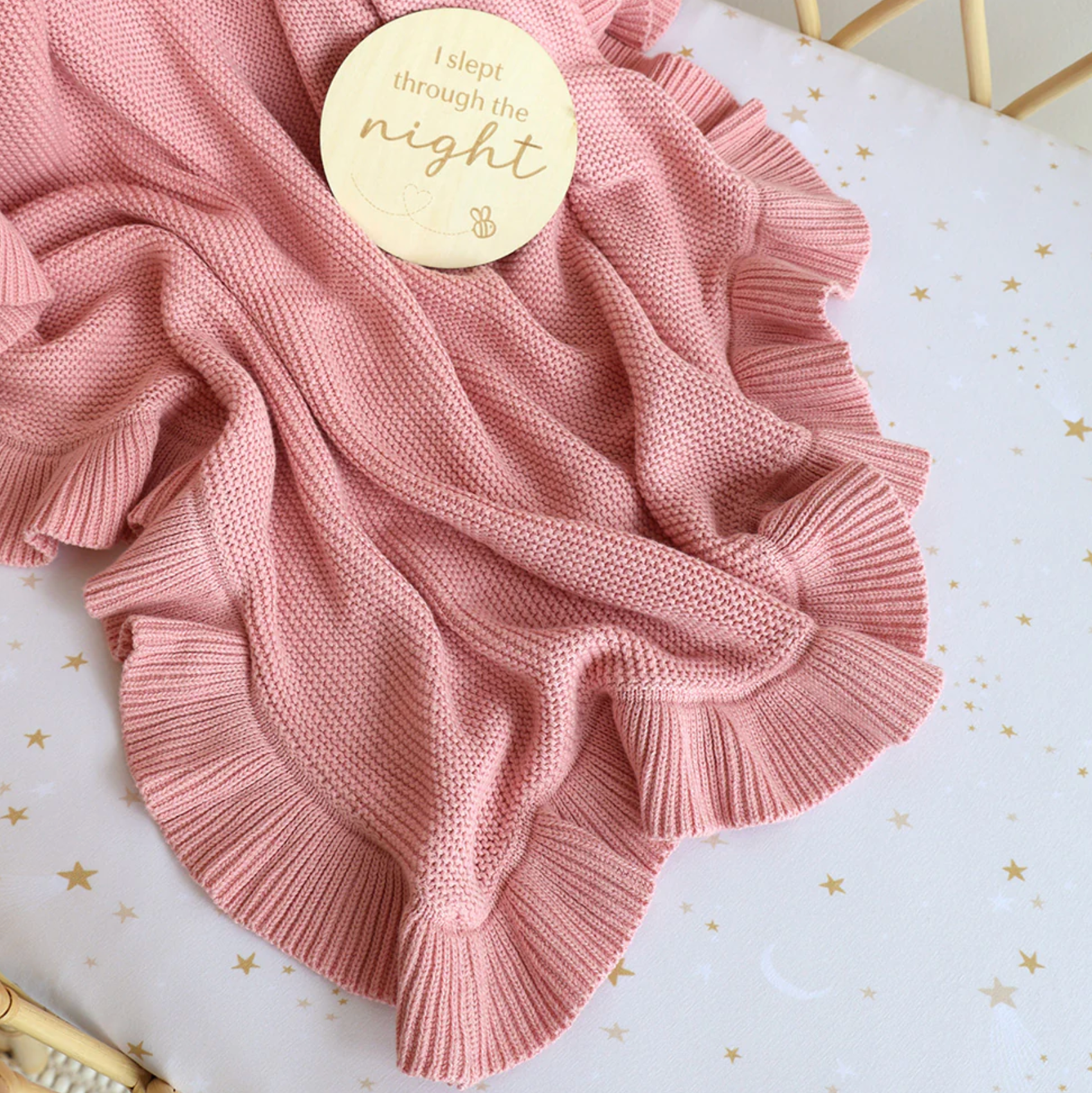 Snuggle Hunny Rosa Ruffle Knit Organic Baby Blanket