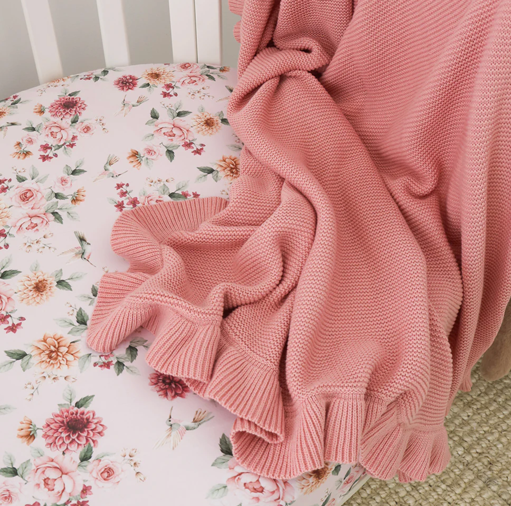 Snuggle Hunny Rosa Ruffle Knit Organic Baby Blanket