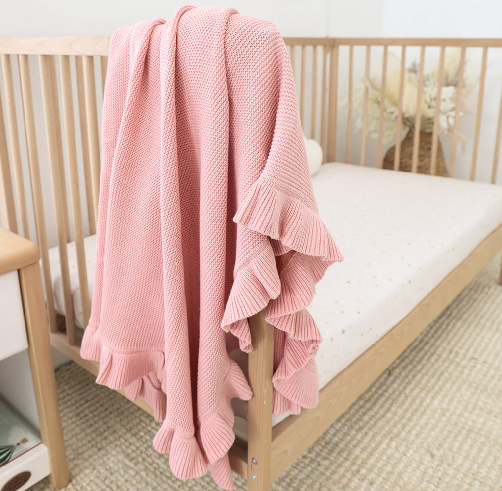 Snuggle Hunny Rosa Ruffle Knit Organic Baby Blanket
