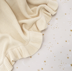 Snuggle Hunny Cream Ruffle Knit Organic Baby Blanket