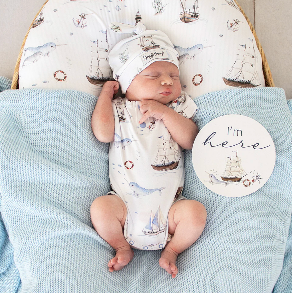 Snuggle Hunny Set Sail & Navy Reversible Milestone Cards