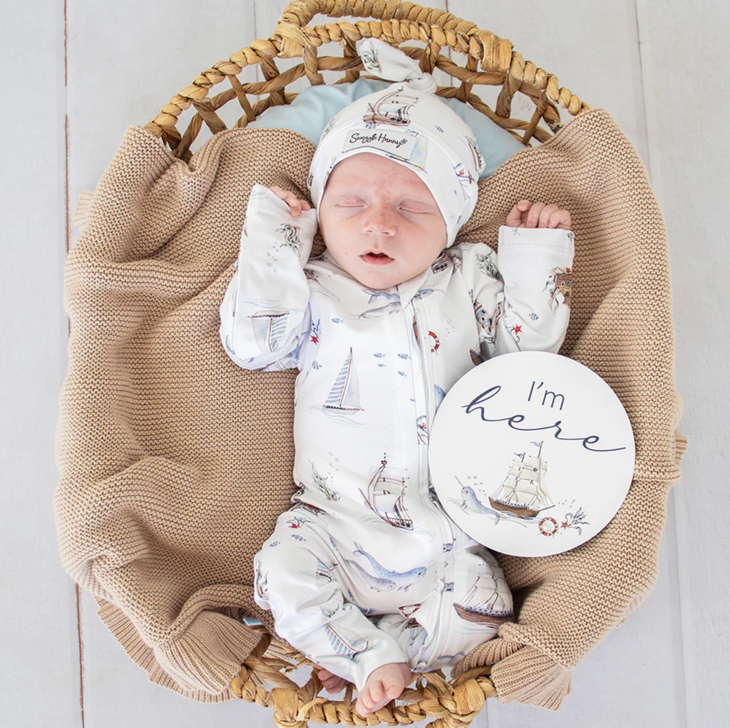 Snuggle Hunny Set Sail & Navy Reversible Milestone Cards