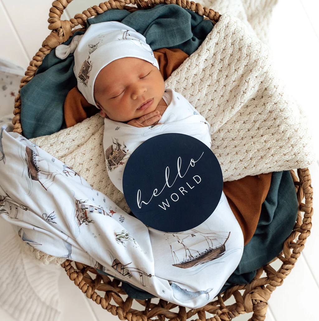 Snuggle Hunny Set Sail & Navy Reversible Milestone Cards