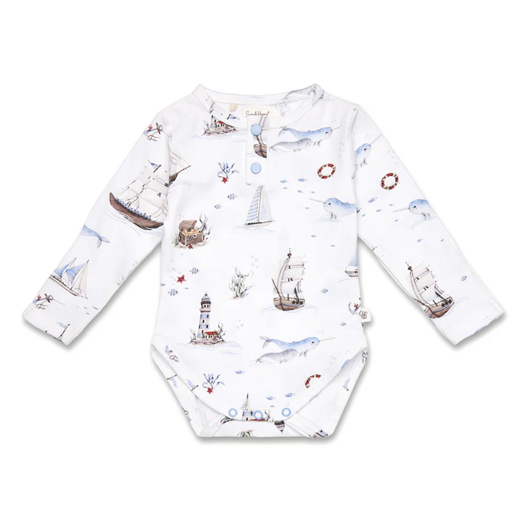 Snuggle Hunny Set Sail Long Sleeve Organic Bodysuit
