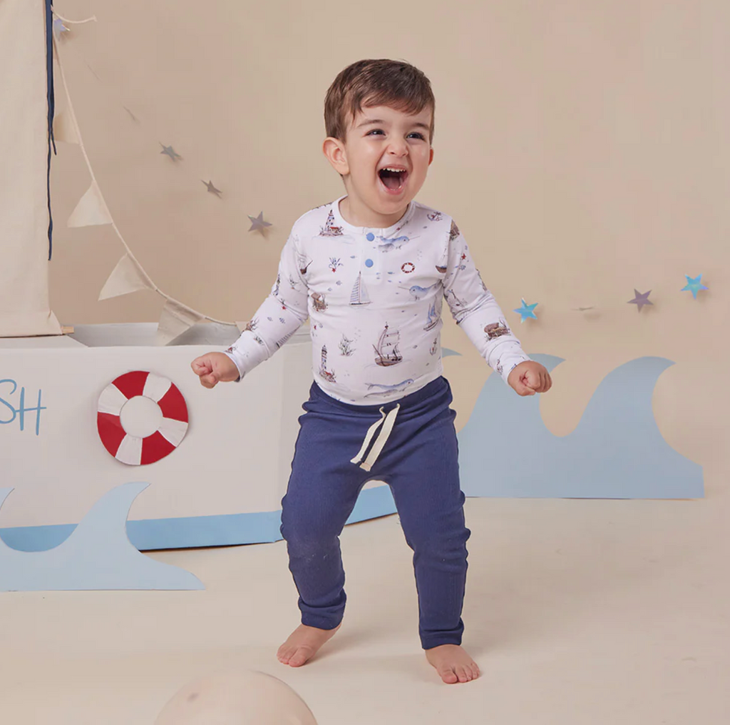 Snuggle Hunny Set Sail Long Sleeve Organic Bodysuit