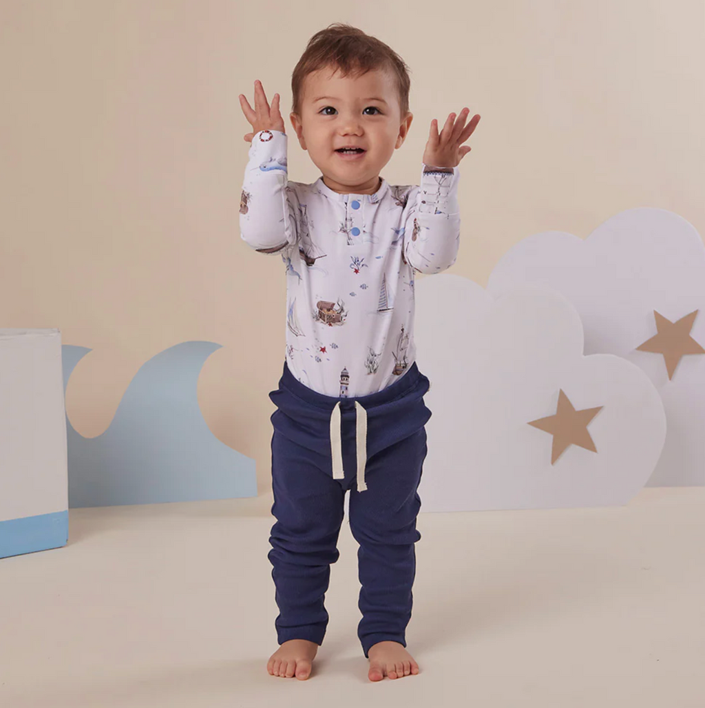 Snuggle Hunny Set Sail Long Sleeve Organic Bodysuit