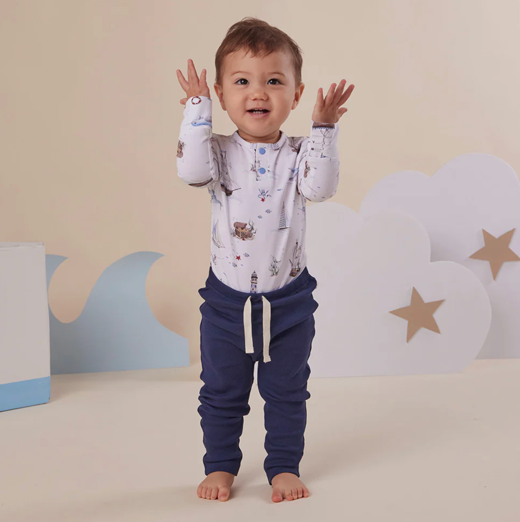 Snuggle Hunny Set Sail Long Sleeve Organic Bodysuit