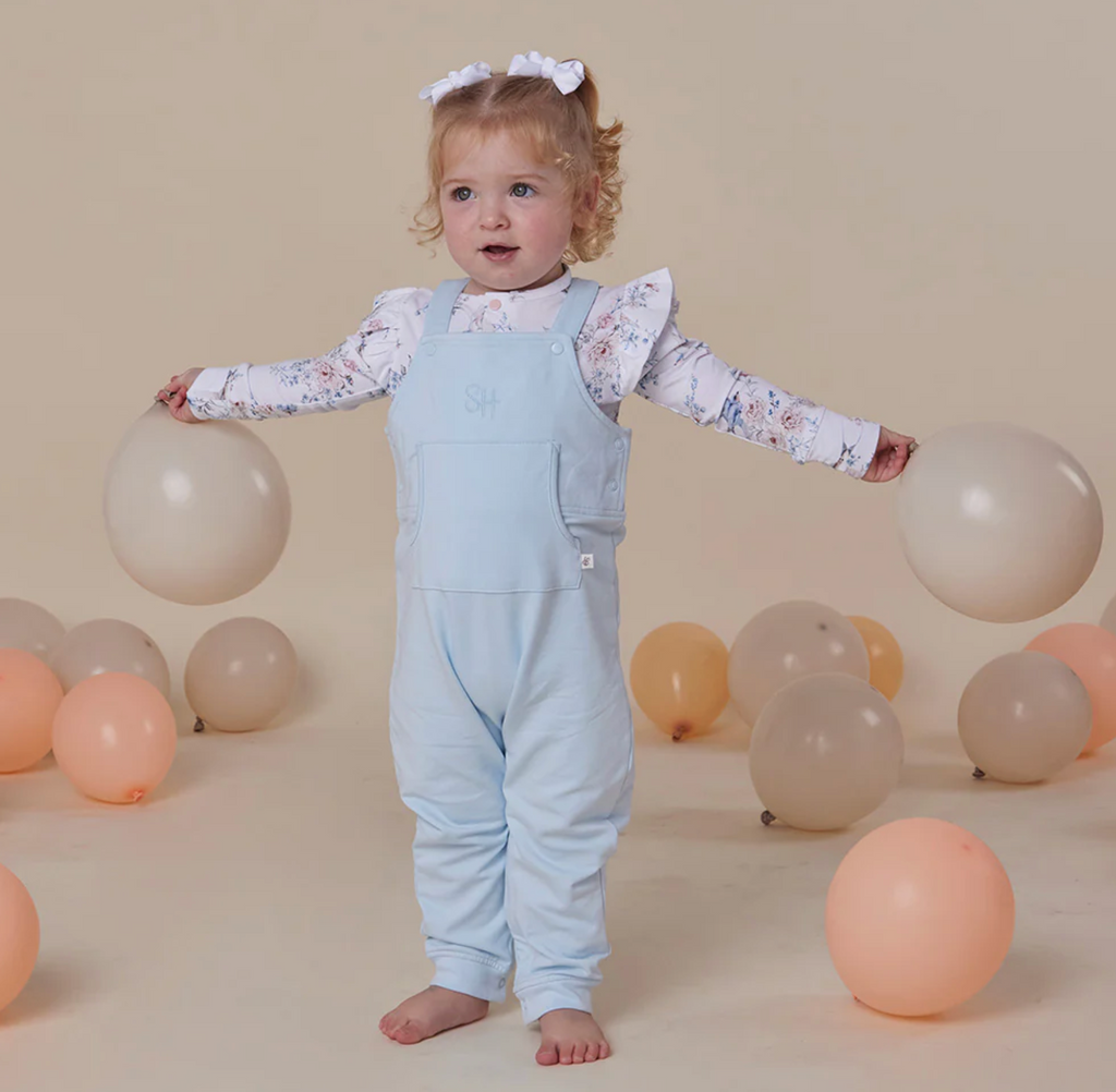 Snuggle Hunny Sweet Swallows Long Sleeve Organic Bodysuit with Frill