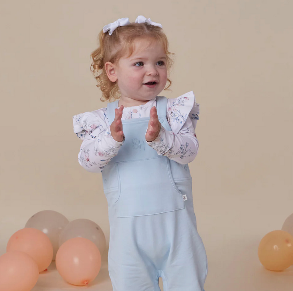 Snuggle Hunny Sweet Swallows Long Sleeve Organic Bodysuit with Frill