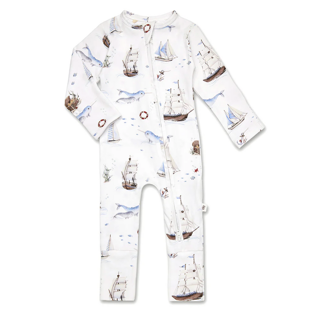 Snuggle Hunny Set Sail Organic Snugglesuit Convertible Romper