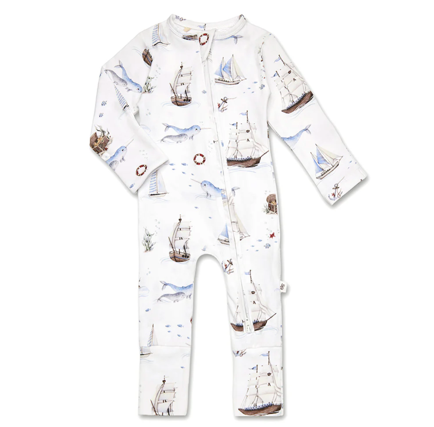 Snuggle Hunny Set Sail Organic Snugglesuit Convertible Romper