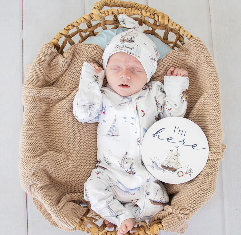 Snuggle Hunny Set Sail Organic Snugglesuit Convertible Romper