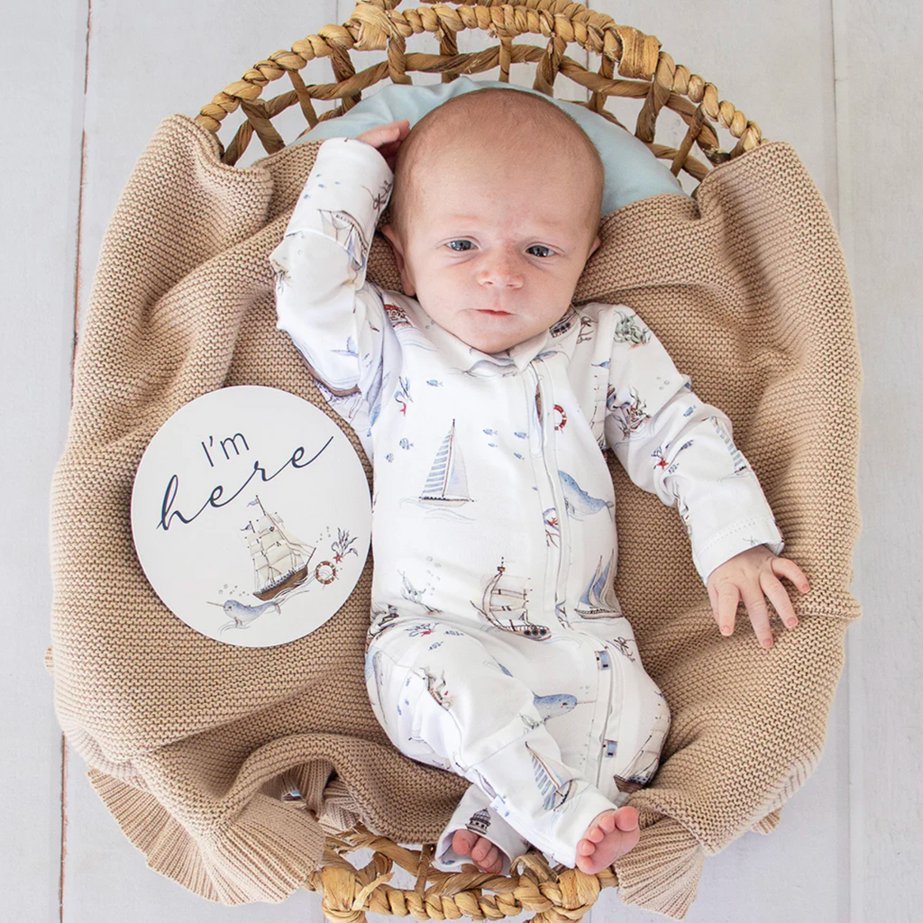 Snuggle Hunny Set Sail Organic Snugglesuit Convertible Romper