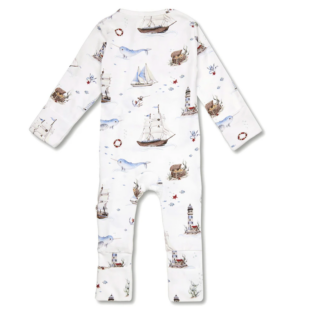Snuggle Hunny Set Sail Organic Snugglesuit Convertible Romper