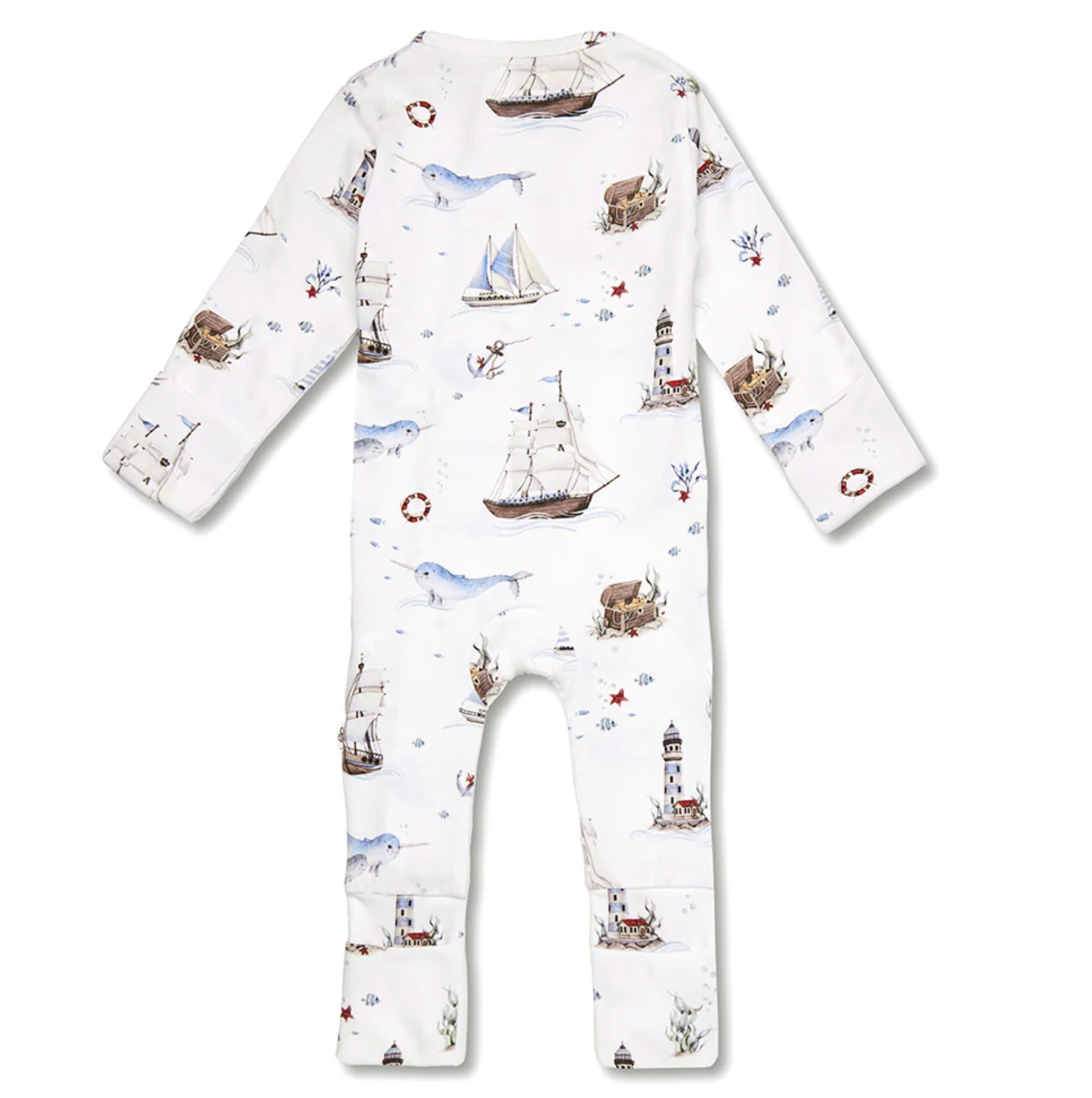 Snuggle Hunny Set Sail Organic Snugglesuit Convertible Romper