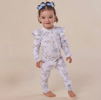Snuggle Hunny Sweet Swallows Organic Snugglesuit Convertible Romper with Frill