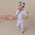 Snuggle Hunny Sweet Swallows Organic Snugglesuit Convertible Romper with Frill