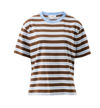 Ceres Life Stevie Slouchy Tee Cocoa Sky Blue Stripe