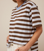 Ceres Life Stevie Slouchy Tee Cocoa Sky Blue Stripe