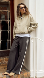 Ceres Life Gigi Wide Leg Terry Trackpant Phantom Side Stripe