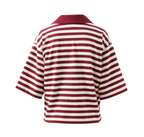 Ceres Life Arlie Short Sleeve Rugby Burgundy & Milk Stripe
