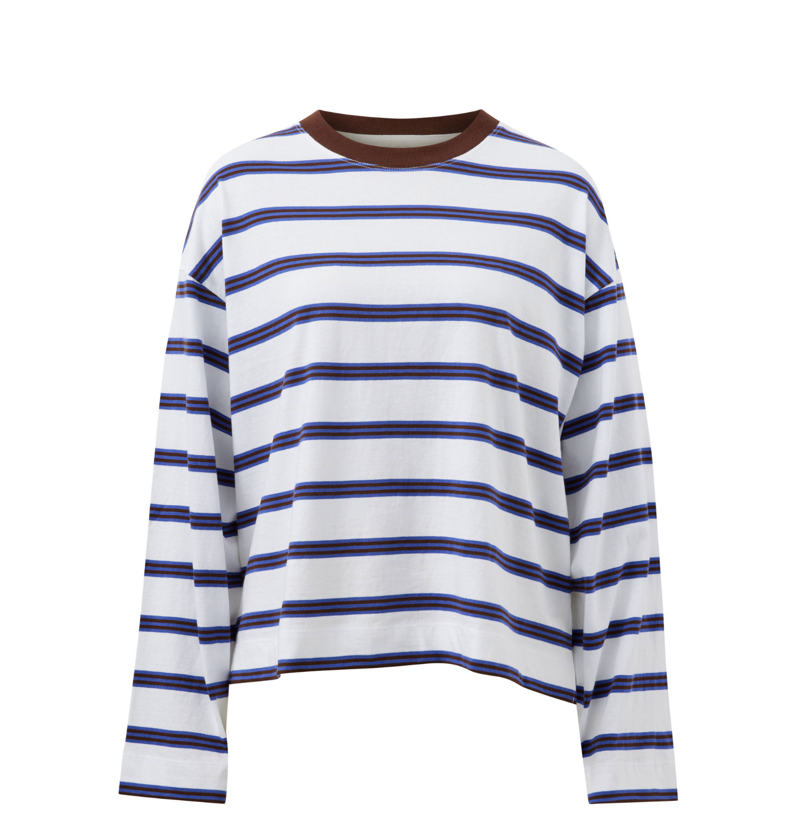 Ceres Life Beau Long Sleeve Slouchy Tee White & Blue Polo  Stripe