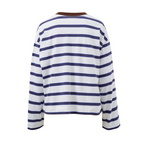 Ceres Life Beau Long Sleeve Slouchy Tee White & Blue Polo  Stripe