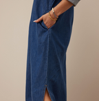 Ceres Life Rae Lone Sleeve Midi Dress Fresh Indigo