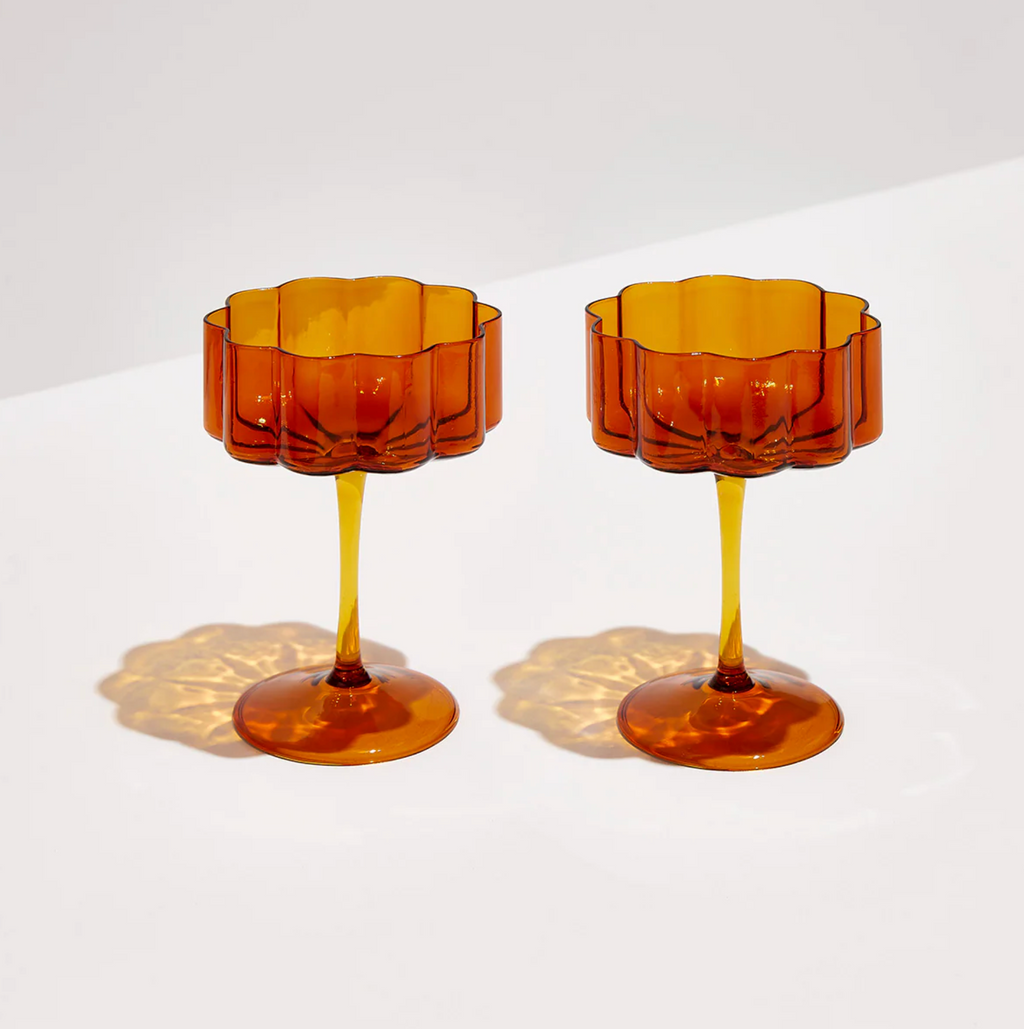 Fazeek Wave Coupe Glasses Amber - Set of Two