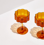 Fazeek Wave Coupe Glasses Amber - Set of Two