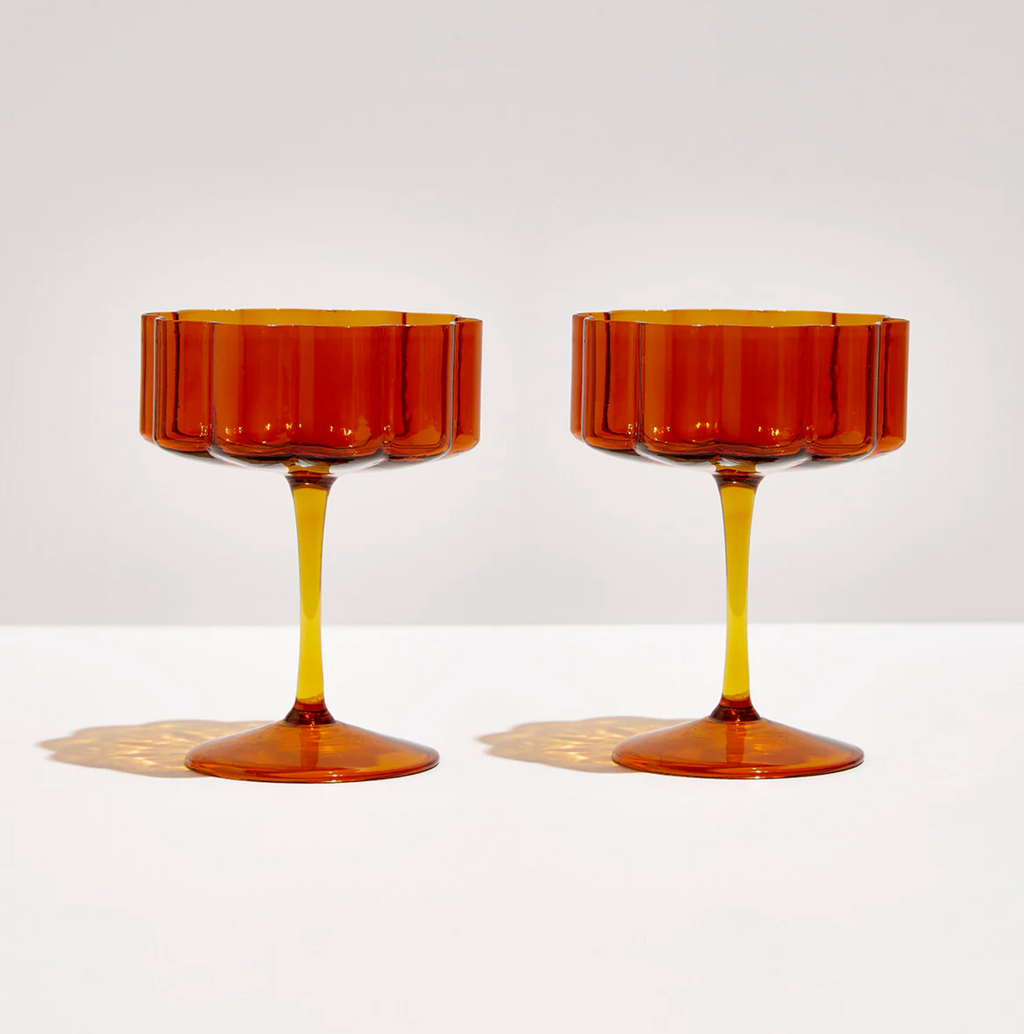 Fazeek Wave Coupe Glasses Amber - Set of Two