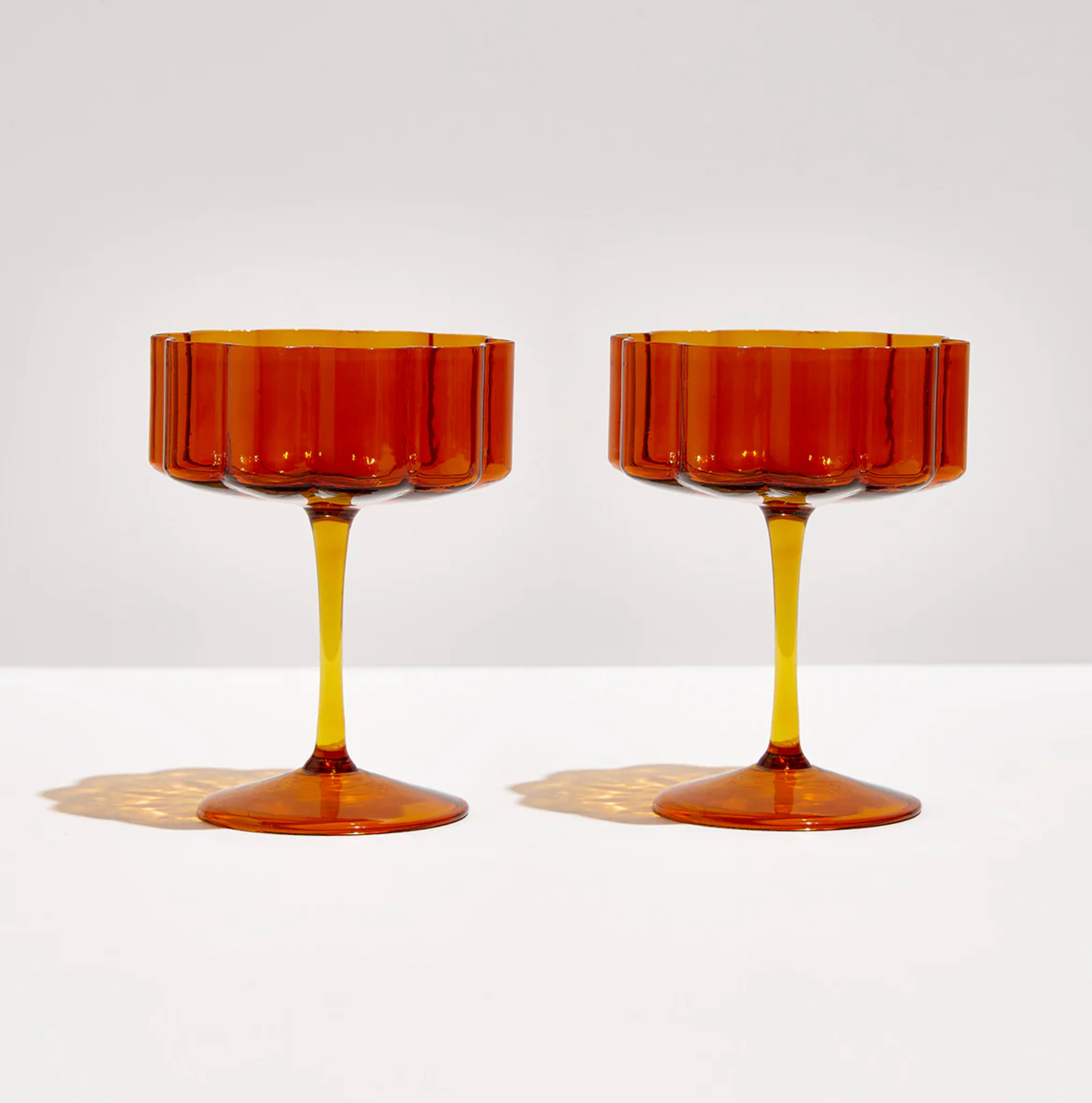 Fazeek Wave Coupe Glasses Amber - Set of Two