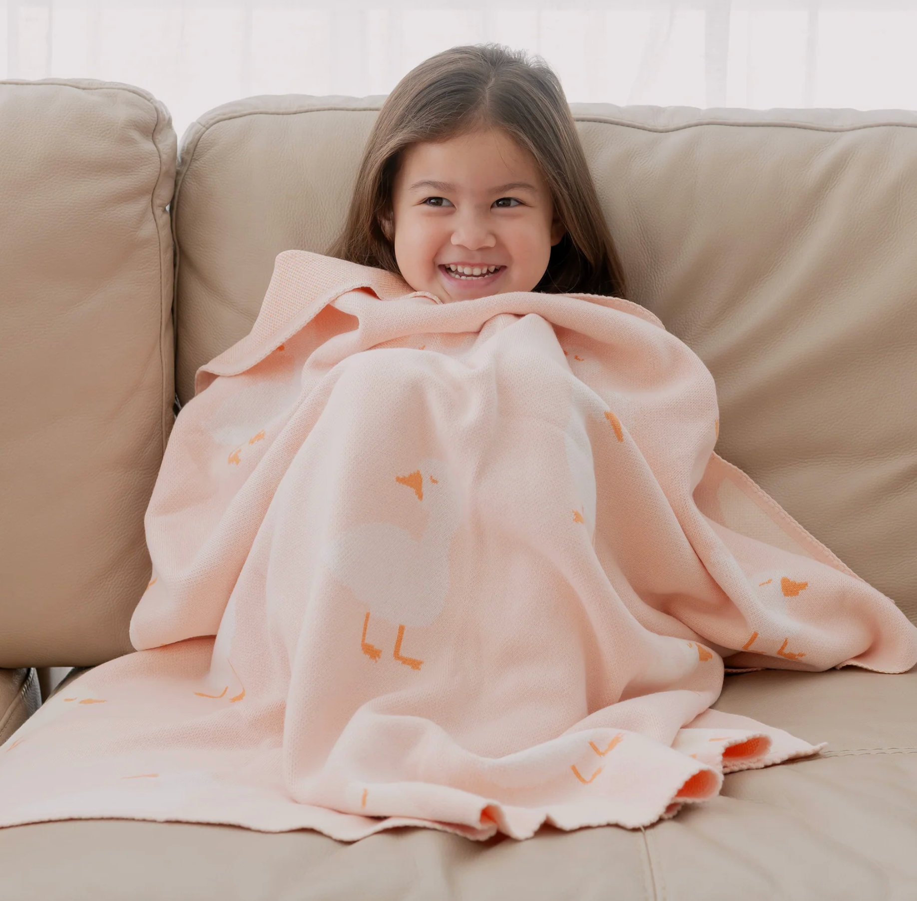 Fox & Fallow Pink Ducks Luxe Knitted Blanket
