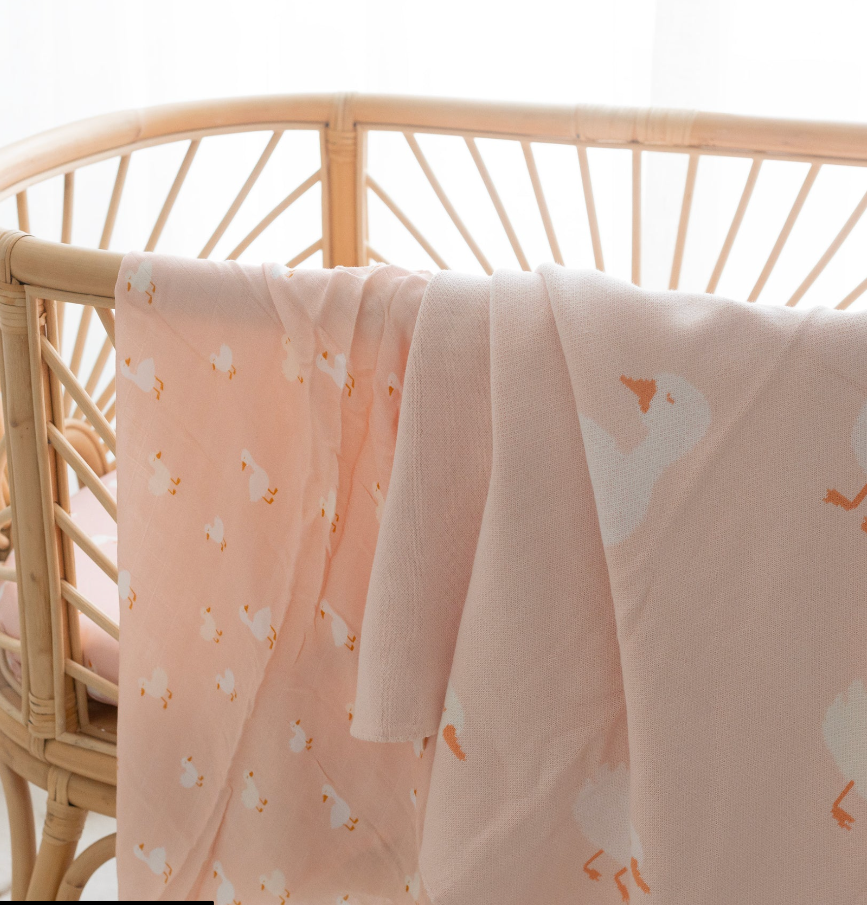 Fox & Fallow Pink Ducks Luxe Knitted Blanket