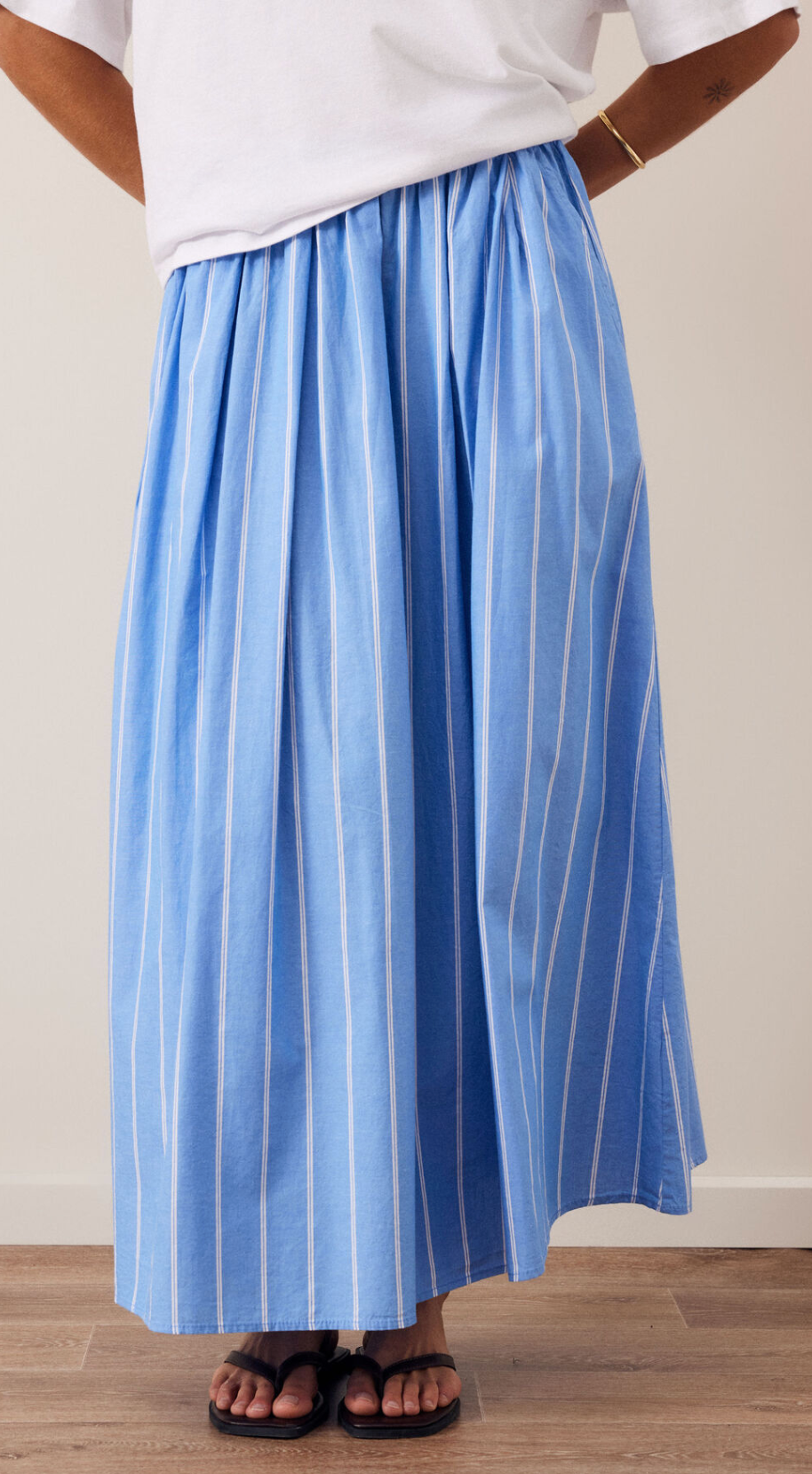 Ceres Life Florence Maxi Skirt Oxford Blue & White Stripe